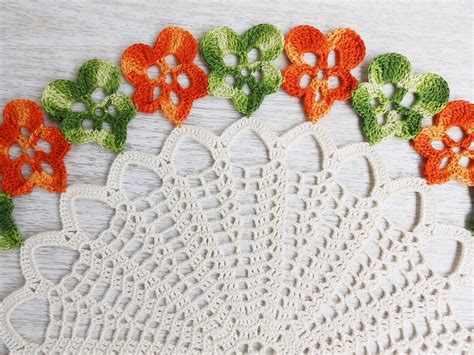 Lace Crochet Flowers Doily Round Crochet Table Decor Cottage Etsy