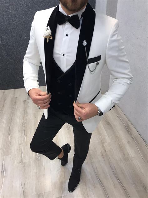gentwith ventura white slim fit velvet shawl collar tuxedo slim fit suit men wedding suits