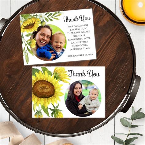 Sunflower Funeral Thank You Card Template For Woman Simple Sympathy