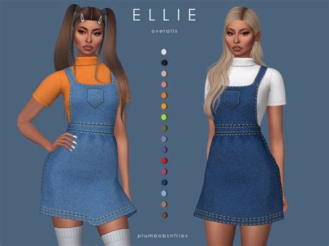 Plumbobs N Fries Ellie Overalls Denim Overall Dress Sims 4