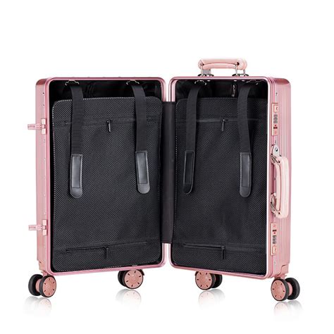 Pink Aluminum Best No Zipper Luggage Custom