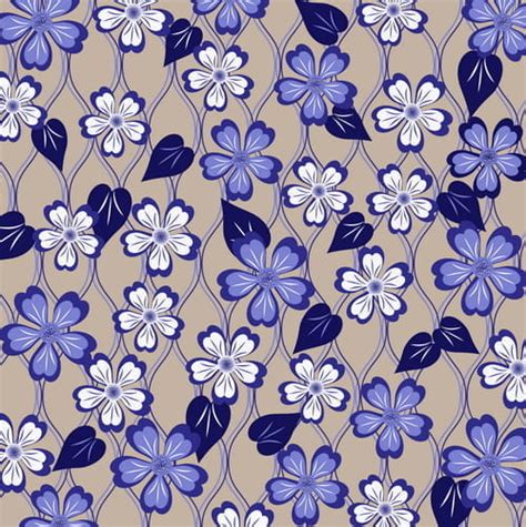 Blue Floral Seamless Pattern Vector Material Eps Uidownload