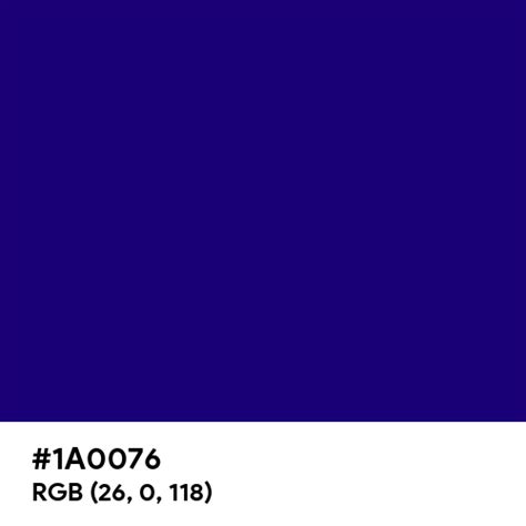 Royal Navy Color Hex Code Is 1a0076