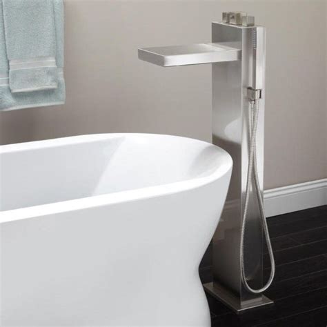 Grotto Freestanding Thermostatic Waterfall Tub Faucet Freestanding