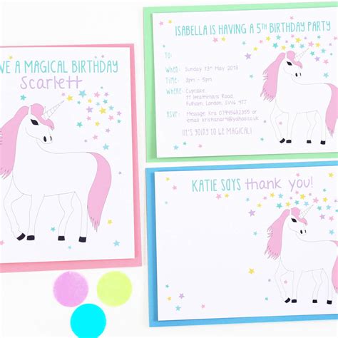Unicorn Personalised Thank You Note Cards By Superfumi