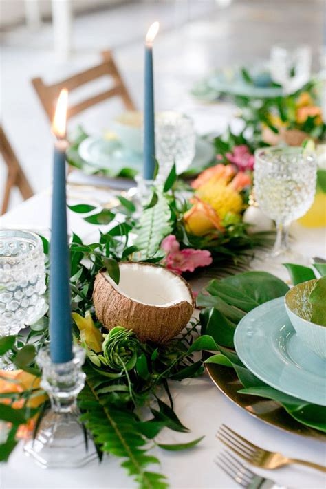 Summer Tablescape Tropical Wedding Theme Hawaiian Wedding Tropical