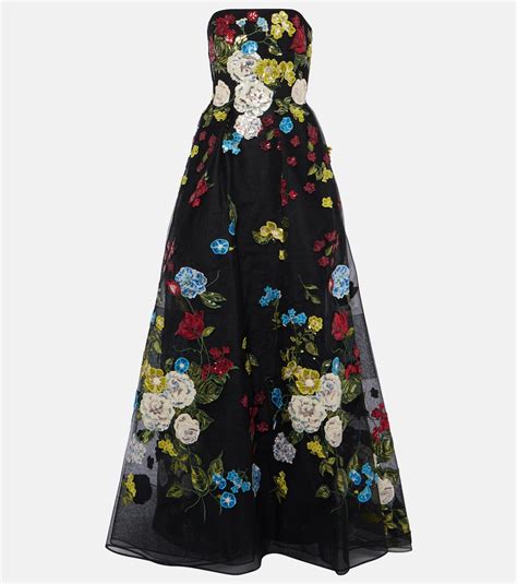Floral Embroidered Tulle Gown In Multicoloured Elie Saab Mytheresa