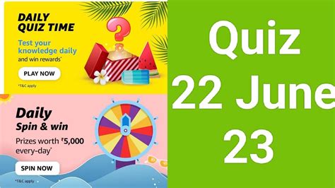 Daily Amazon Quiz Timedaily Spin And Win Quiz 22 June 23 Youtube