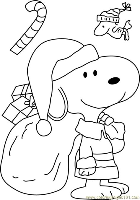 Snoopy Dressed As Santa Coloring Page - Free Christmas Cartoons