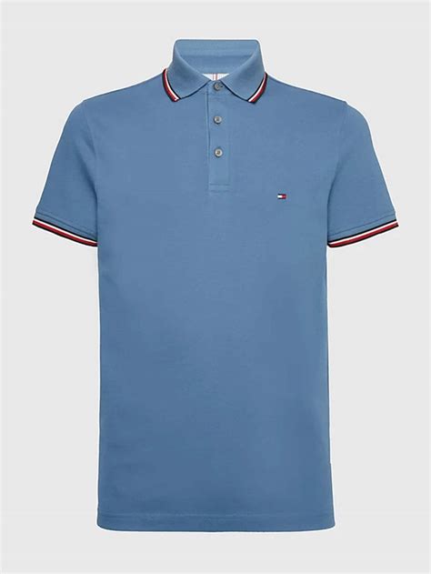 Tommy Hilfiger Tipped Slim Fit Polo In Blue Coast Northern Threads