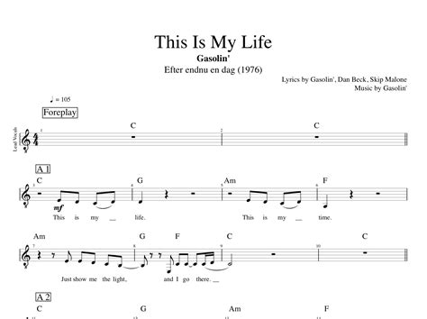 This Is My Life · Gasolin Guitar Voice Tab Sheet Music