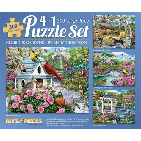 Bits And Pieces 4 In 1 Multi Pack Glorious Gardens 300 Piece Jigsaw