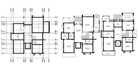 D Cad Drawing Modern Bungalow House Floor Plans Autocad File Cadbull
