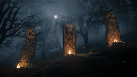 Fond Décran Assassins Creed Valhalla Statue Mythologie Nordique
