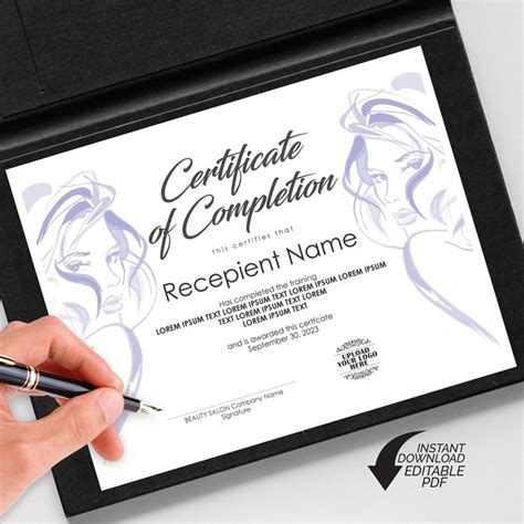 Minimalist Modern Certificate Of Completion Editable Etsy