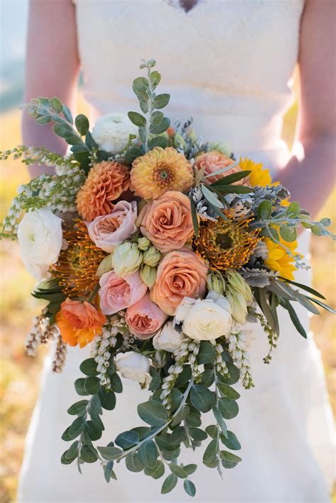 New users enjoy 60% off. Peach Protea, Rose and Cascading Eucalyptus Bouquet (With ...