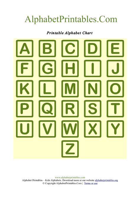 Square Shaped A Z Letter Chart Templates Alphabet Printables Org
