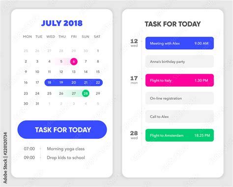 Calendar Ui Element Calendar App With To Do List And Tasks Ui Ux