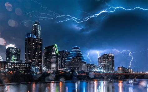 Austin Texas Cityscape Night Storm Wallpapers Hd