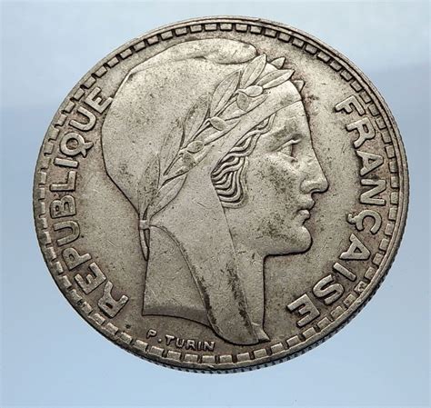1933 France Antique Silver Coin 20 Francs Liberte Egalite Fraternite