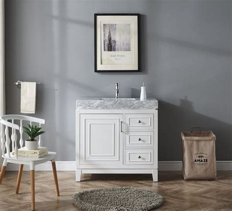 Bathroom floor storage cabinet, freestanding wooden storage organizer with single door and adjustable shelf, home living room space saving towel cabinet with drawer. Pin by InVanity on https://invanitybath.com/ in 2020 ...