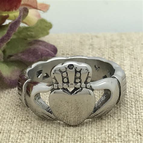 Claddagh Ring Mens Stainless Steel Celtic Claddagh Ring Etsy