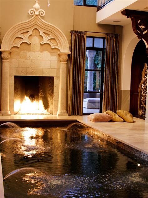 Indoor Spa With Ornate Fireplace | Indoor spa, Indoor pool, Spa pool