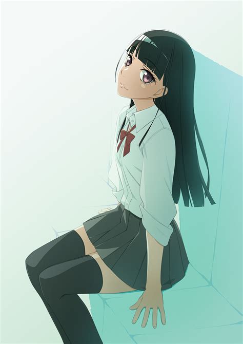 Safebooru 1girl Black Hair Black Legwear Highres Long Hair Looking At Viewer Murakami Suigun