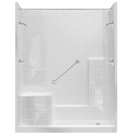 Aqua ultra shower stalls enclosures at lowes. Laurel Mountain Loudon Low Threshold White 3-Piece Alcove Shower Kit (Common: 60-in x 32-in ...