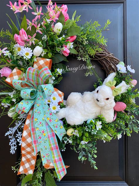 Easter Wreath Easter Bunny Wreath Spring Wreath Easter Door Decor Sassydoors Wreath