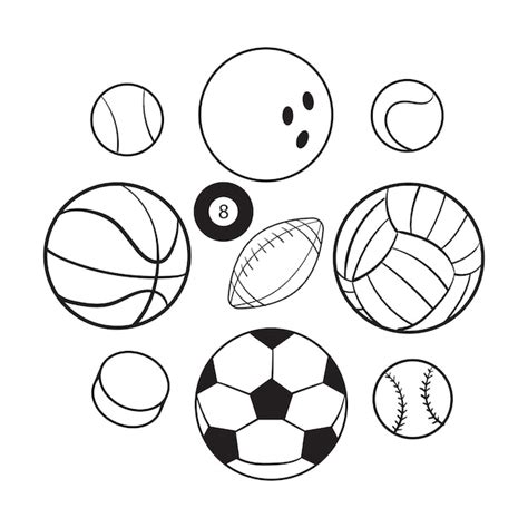 Мячи для рисования различных спортивных линий векторный рисунок на