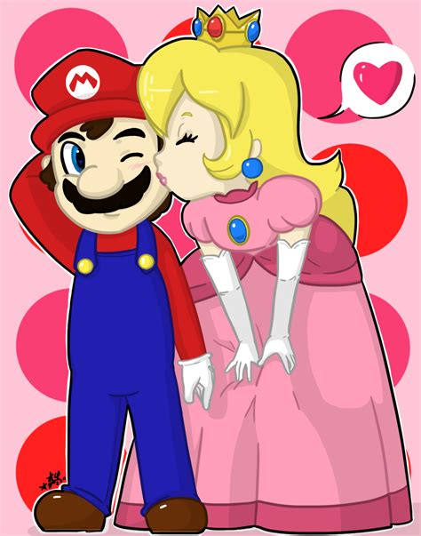 Mario And Princess Peach Kissing Each Other