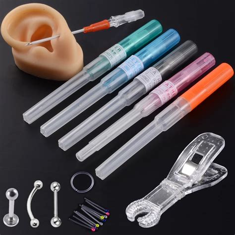 2pcs Surgical Steel Iv Catheter Cannula Sterile Piercing Needles 14g 16g 18g 20g Ear Lip Belly