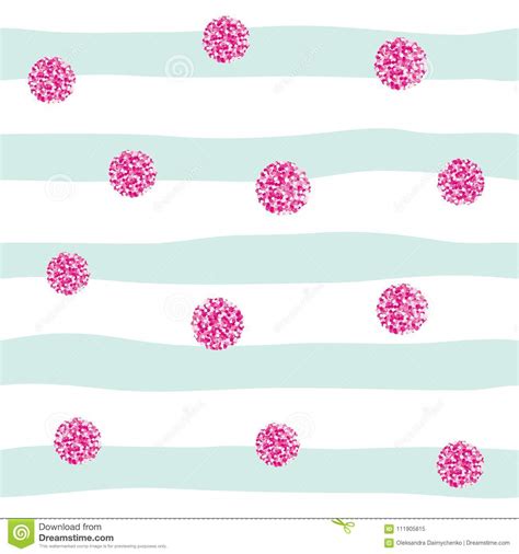 Seamless Pattern With Glitter Confetti Polka Dot On Striped Background Pink And Pastel Blue