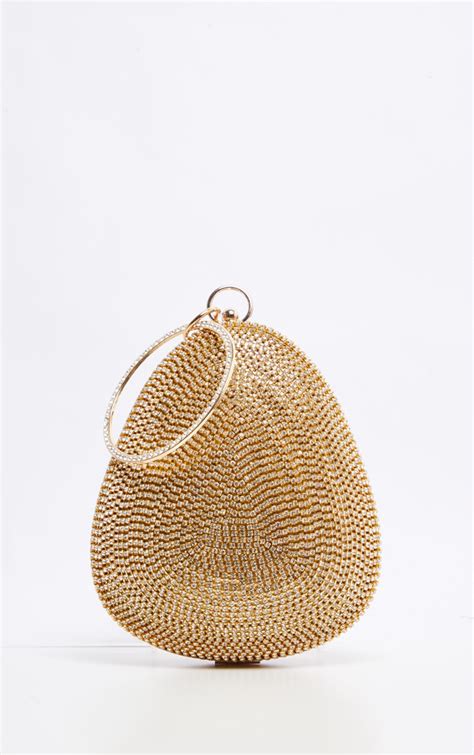 Gold Diamante Oval Bag Accessories Prettylittlething Usa