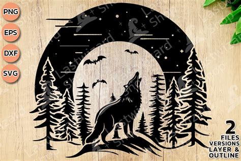 Howling Wolf In Forest With Moon Svg Graphic By Lastwizard Shop