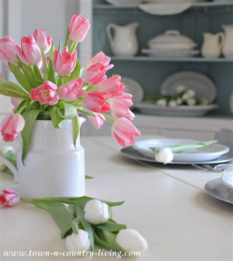 Easy Tulip Arrangement With White Ironstone Town And Country Living