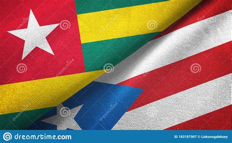 Togo And Puerto Rico Two Flags Textile Cloth Fabric Texture Stock Image Image Of Rico