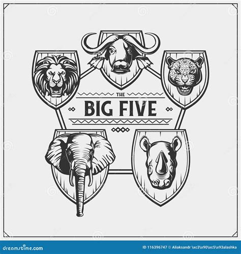 Big Five Safari Banner Pack Royalty Free Stock Photo Cartoondealer
