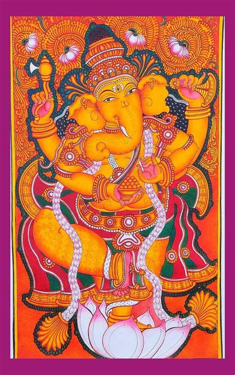 Ganapathy Kerala Mural Painting Lord Ganesha Paintings Mural Painting
