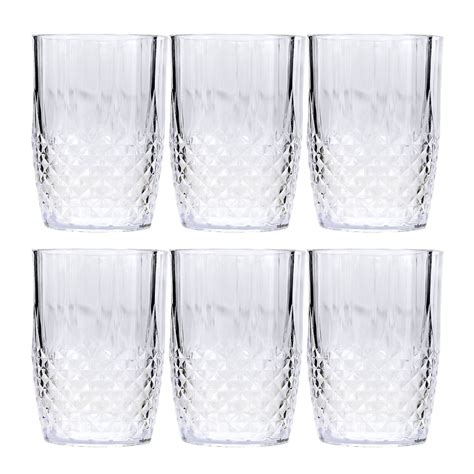 Clear Crystal Effect Acrylic Plastic Drinking Glasses Cup Reusable Picnic Garden Ebay