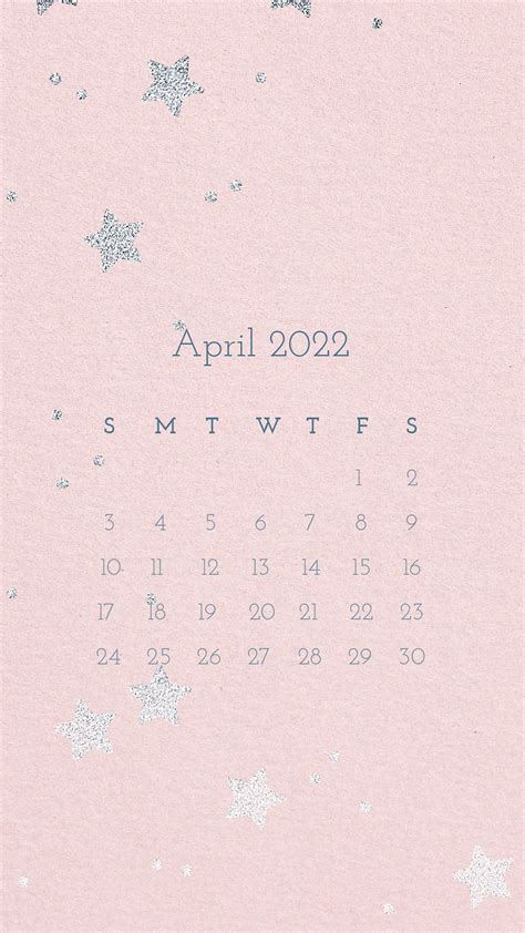 Aesthetic 2022 April Calendar Template Editable Monthly Planner Phone