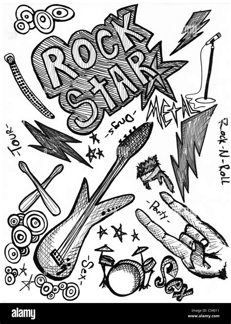 Rock Star Doodles Stock Photo Alamy