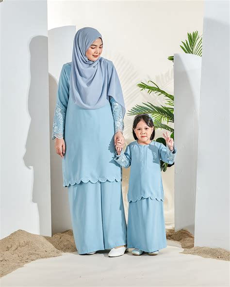 Baju Kurung Atrena Kids Baby Blue Muslimahclothingcom