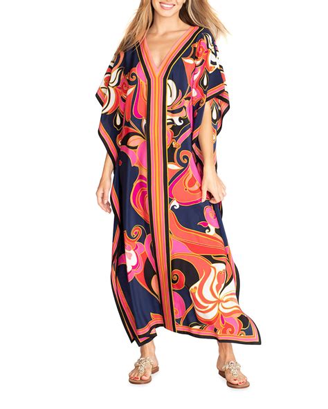 Trina Turk Theodora Printed Silk Caftan Dress Neiman Marcus