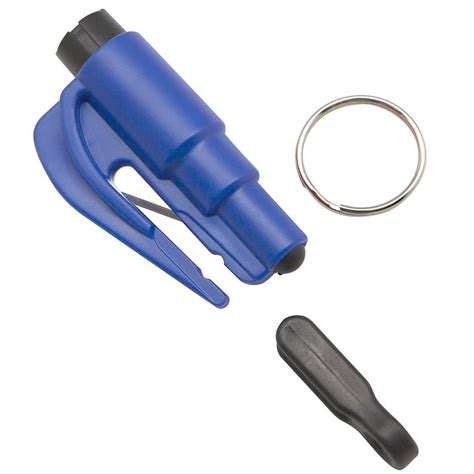 Blue Key Chain Glass Breaker For Home And Car With Belt Cutter