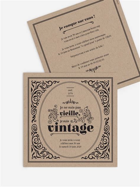 De l'humour et du fromage, quoi de mieux ? invitation anniversaire 50 "Anniversaire vintage"