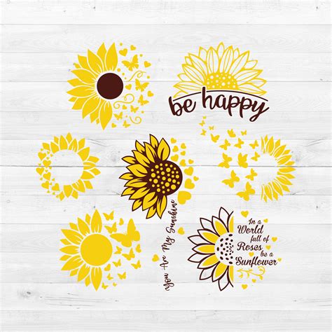 Sunflower Svg Eps Png Dxf Vector Cutting Files For Cricut | Etsy