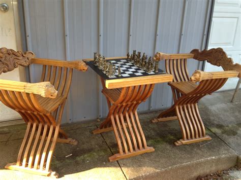 Chess board dimensions aren't as simple as one might think. Chess Table And Chairs Set & Bought This Set At An Auction ...