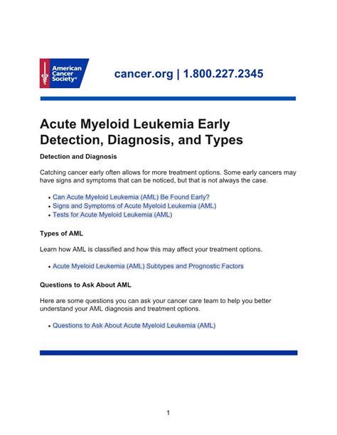 Acute Myeloid Leukemia Early Detection Diagnosis And Types Detection